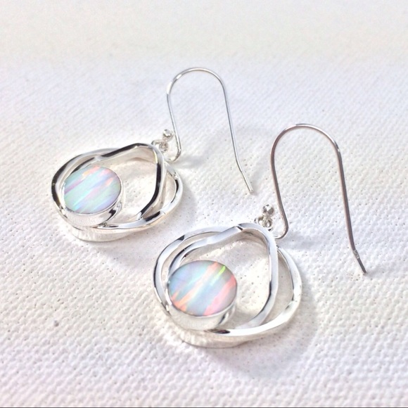 Jewelry - White Japanese Fire Opal Sterling Silver Earrings